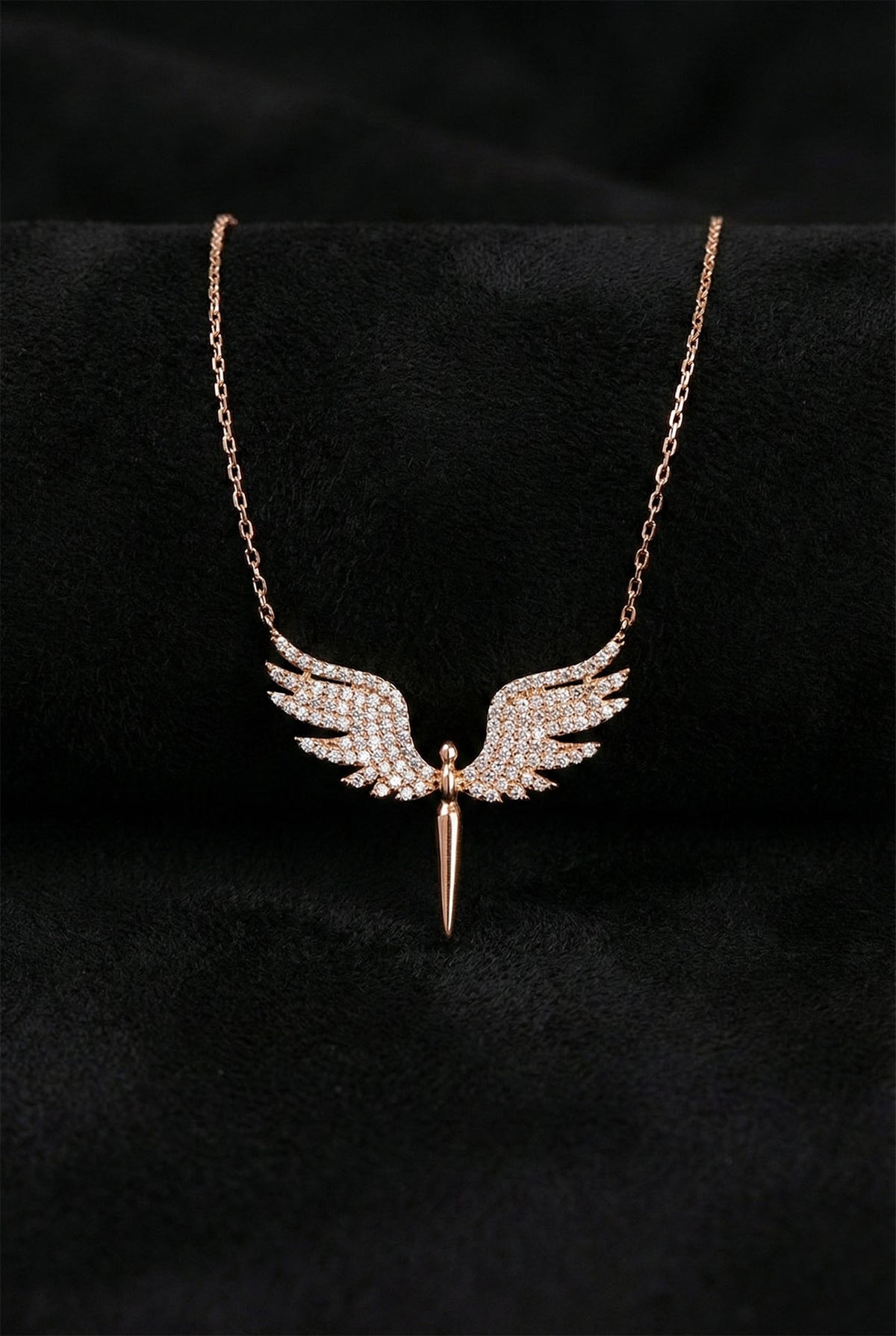 Rose Gold Archangel Michael Wing Necklace | 925 Silver