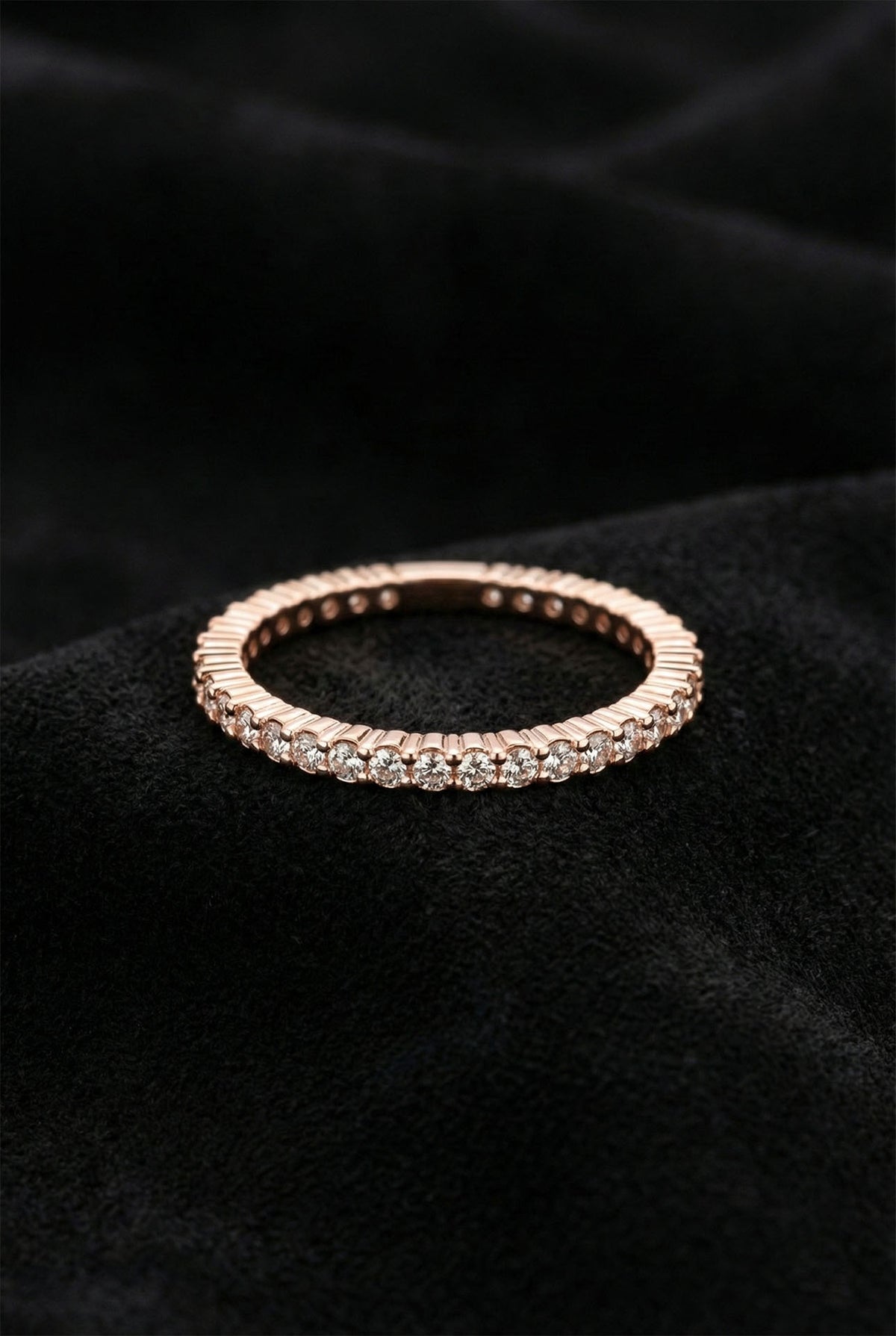 Rose Gold Eternity Band, Zircon Stacking Ring in 925 sterling silver