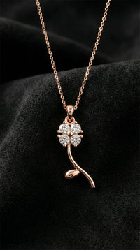 Rose Gold Clover Pendant Necklace with Zircon | 925 Silver