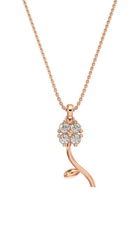 CZ Minimalist Clover Necklace Rose Gold Plated Silver