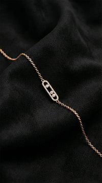 Bracelet à maillons en argent 925, motif ovale station or rose et zircon