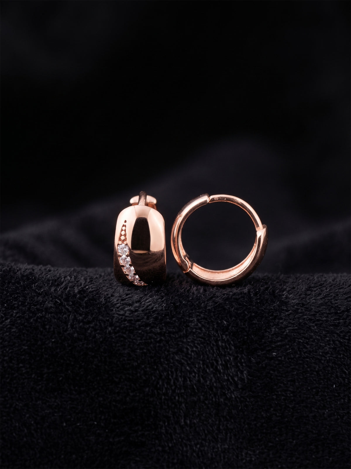 Rose Gold Zircon Special Design Hoop Earrings in 925 sterling silver