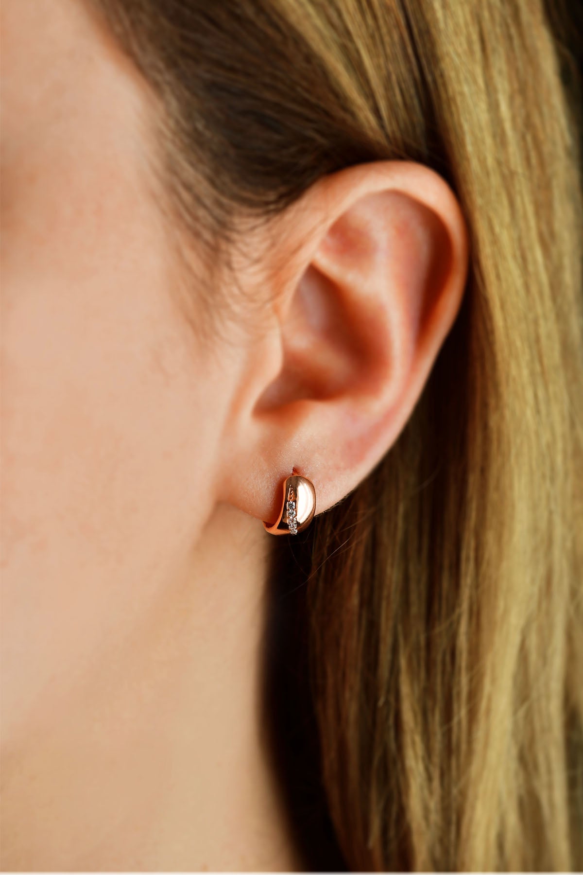 Roségold Zirkonia Design-Creolen | 925er Silber