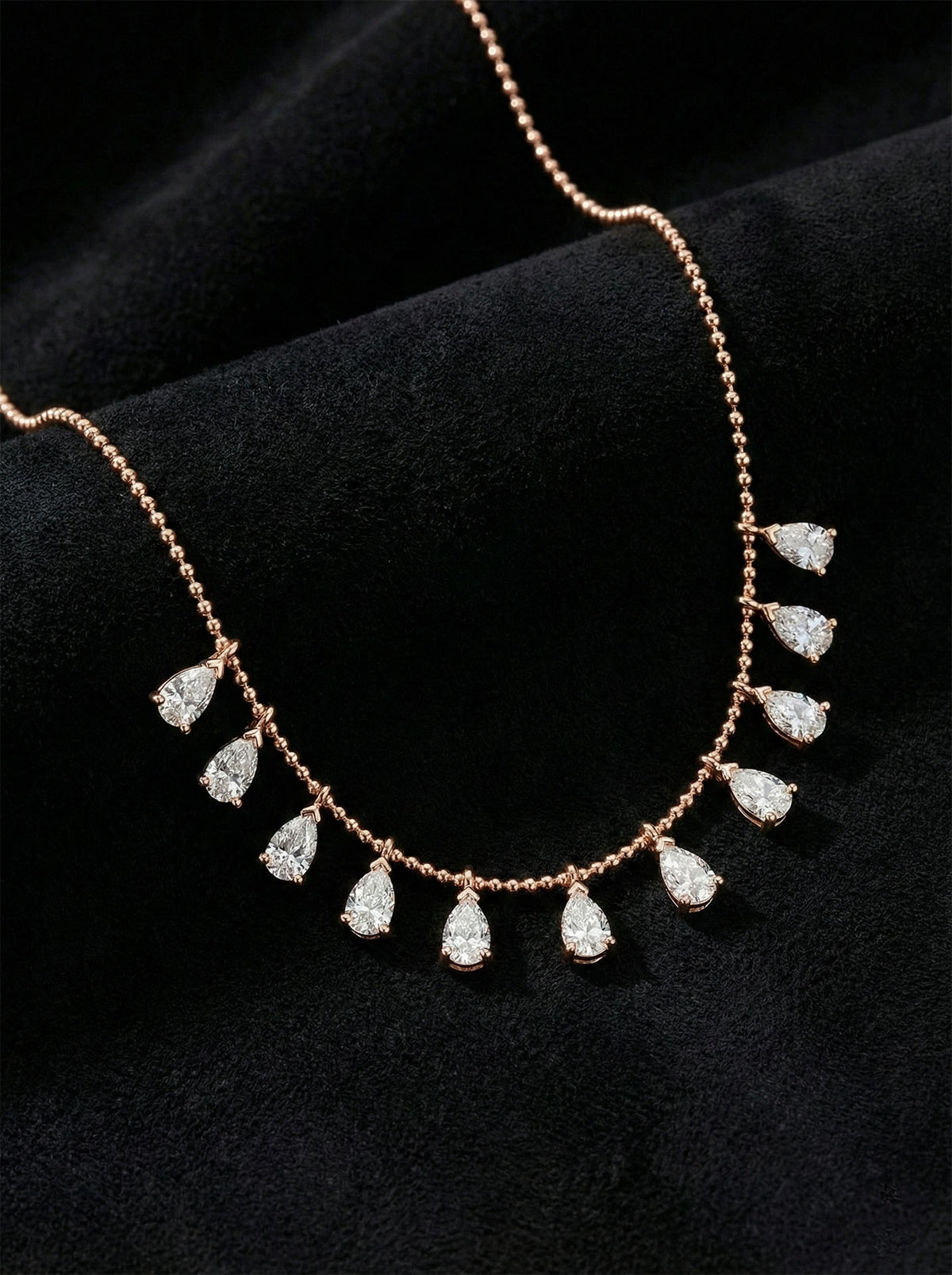 Collier Shakira en forme de goutte en zircon et or rose en argent sterling 925