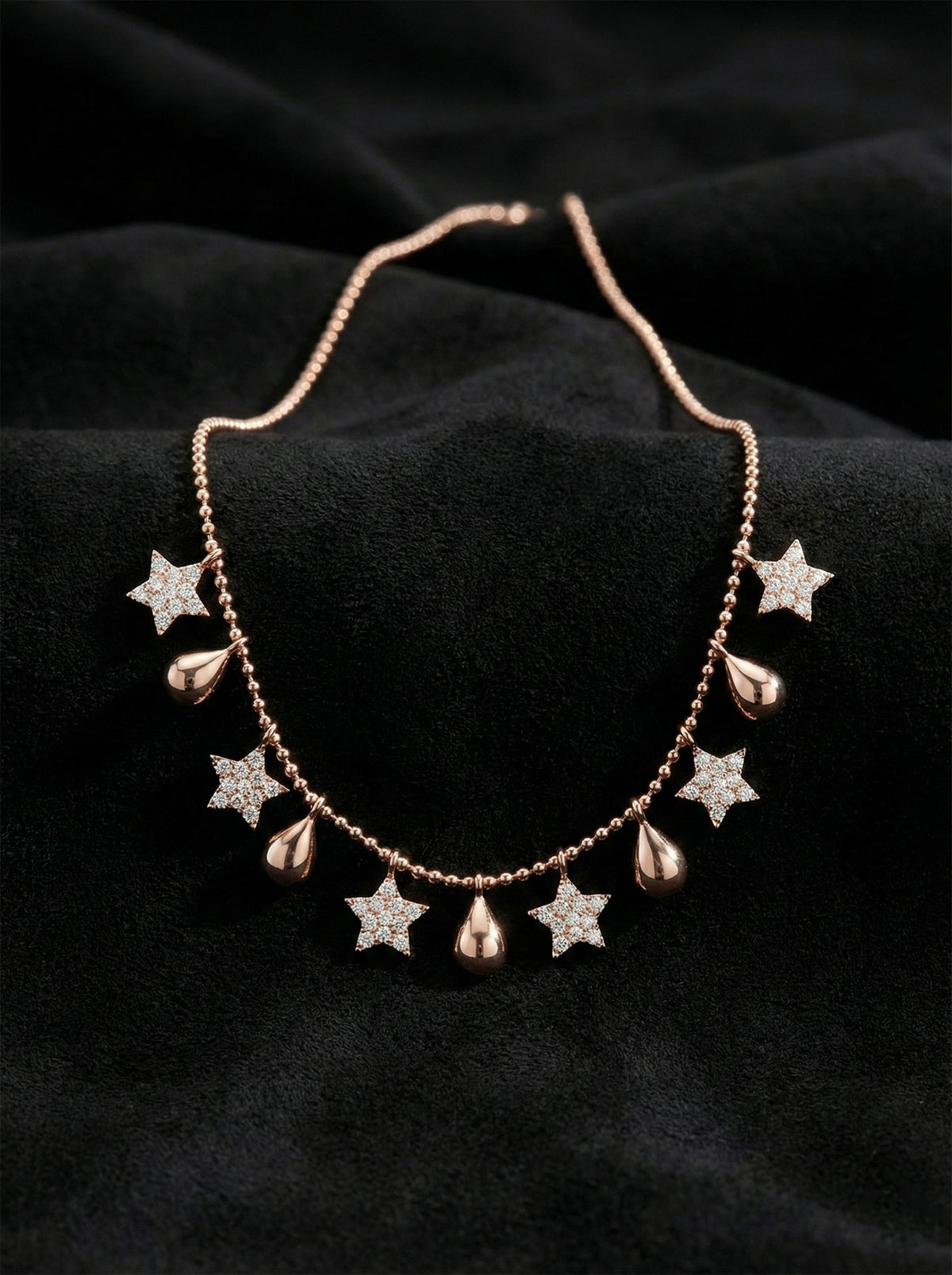 Collier étoile Shakira Mix or rose avec zircon en argent sterling 925