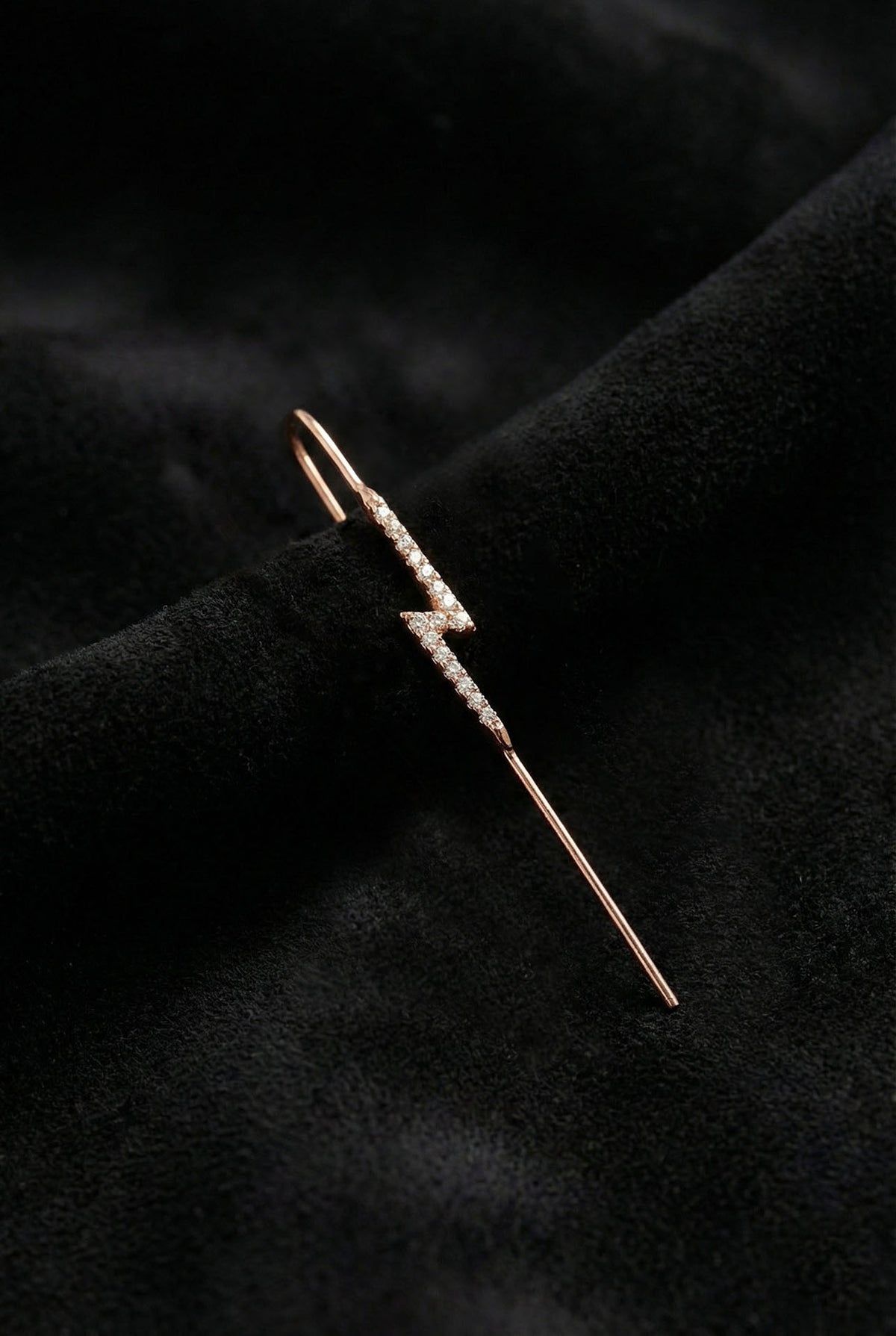 Rose Gold Zircon Lightning Bolt Cuff Earrings in 925 sterling silver