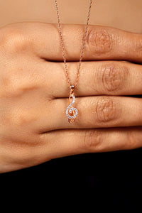 Zircon Stone Rose Treble Clef Minimal Silver Necklace