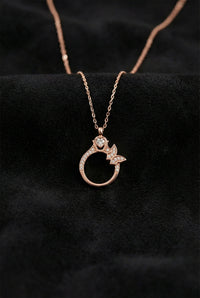 Rose Gold Zircon Ring Design Necklace | 925 Silver