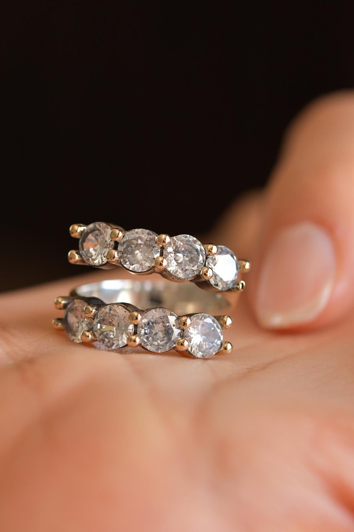 CZ Spiral Handmade Traditional Ring Silver