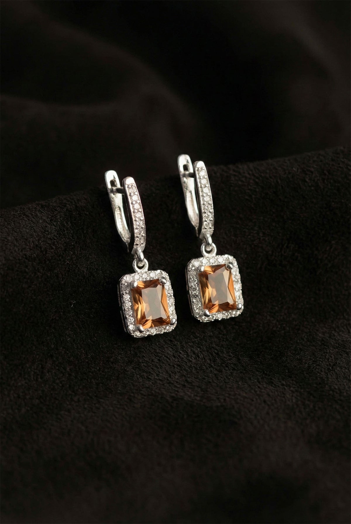 Solitaire Dangling Baguette Zultanite Earrings in 925 sterling silver