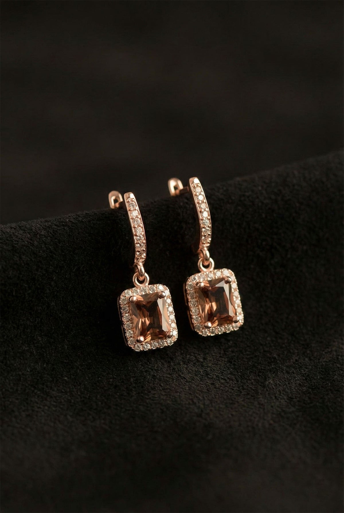 Rose Gold Solitaire Dangling Zultanite Earrings in 925 sterling silver