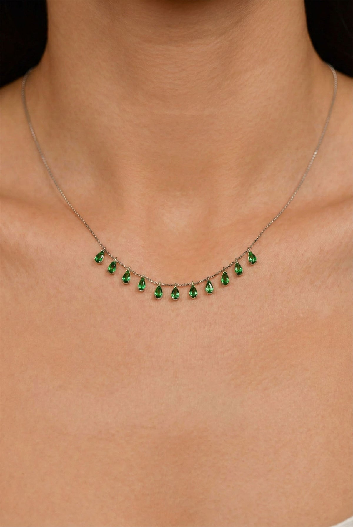 Shakira Teardrop Necklace Emerald Zircon | 925 Silver