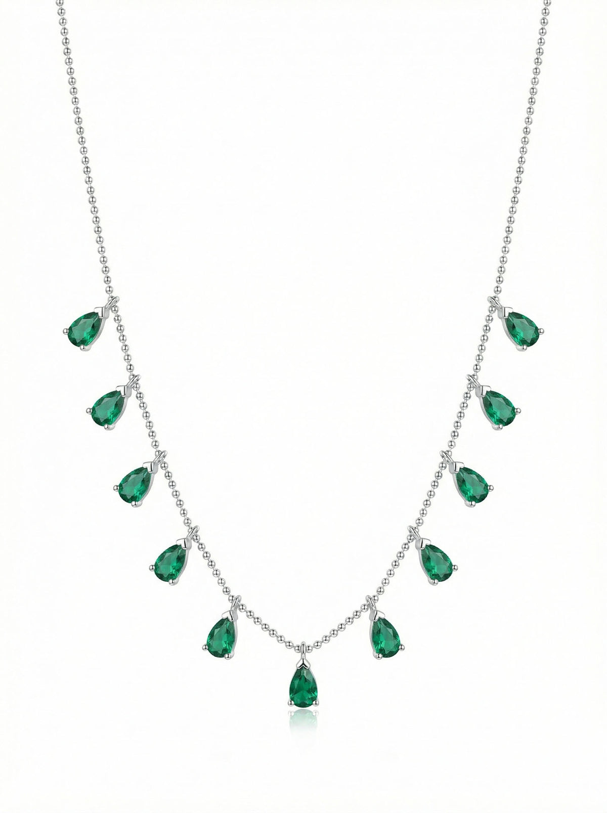 Shakira Teardrop Necklace Emerald Zircon in 925 sterling silver - view 4