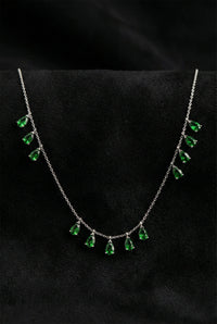 Emerald Three Row Teardrop Cluster Necklace | 925 Silver
